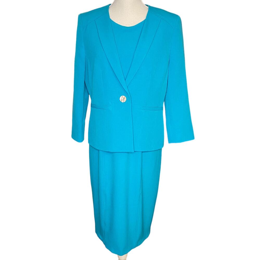 Kasper Teal and Black Dress Suit 6/8